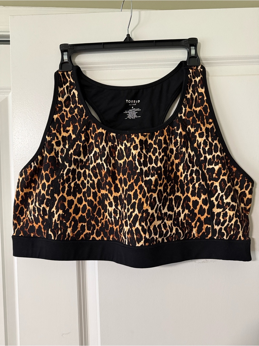 torrid Leopard Print Racerback Sports Bra - Black, Brown, Tan